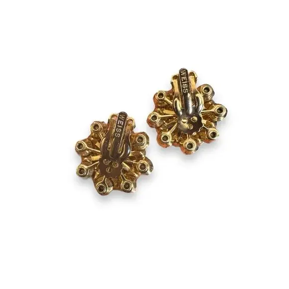 Weiss Vintage AB Cluster Clipon Earrings - Picture 5 of 7